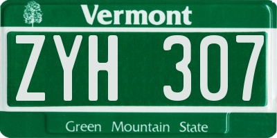 VT license plate ZYH307