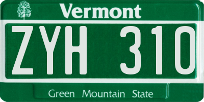 VT license plate ZYH310