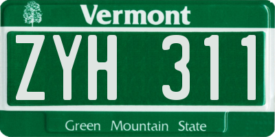 VT license plate ZYH311