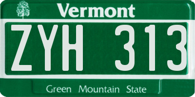 VT license plate ZYH313