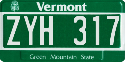 VT license plate ZYH317