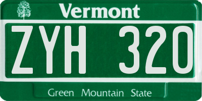 VT license plate ZYH320