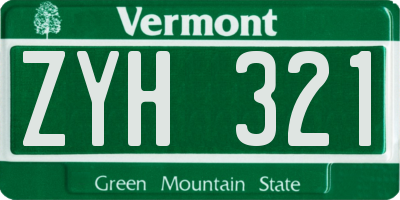 VT license plate ZYH321