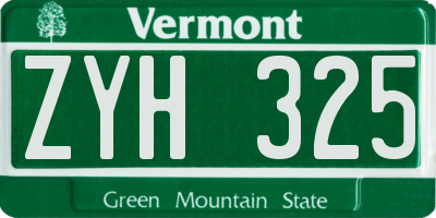 VT license plate ZYH325