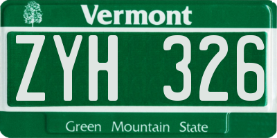 VT license plate ZYH326