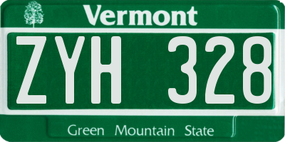 VT license plate ZYH328