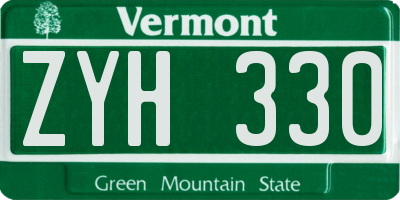 VT license plate ZYH330