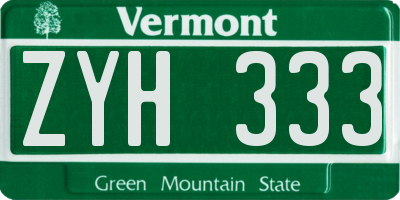 VT license plate ZYH333