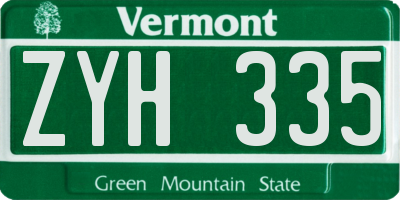 VT license plate ZYH335