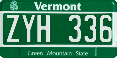 VT license plate ZYH336
