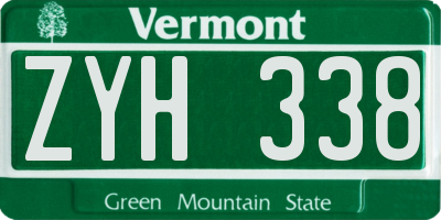 VT license plate ZYH338
