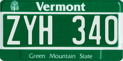 VT license plate ZYH340
