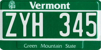 VT license plate ZYH345