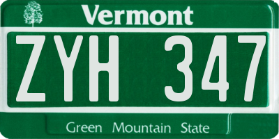 VT license plate ZYH347