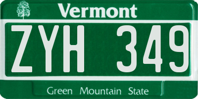VT license plate ZYH349