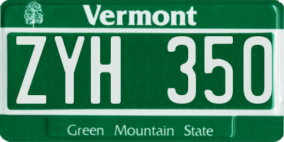 VT license plate ZYH350