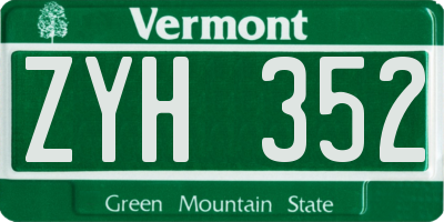 VT license plate ZYH352