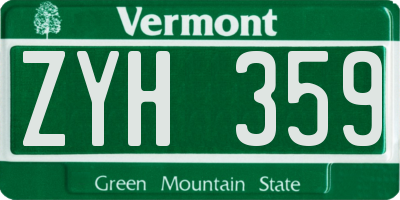 VT license plate ZYH359