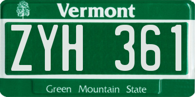 VT license plate ZYH361