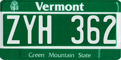 VT license plate ZYH362