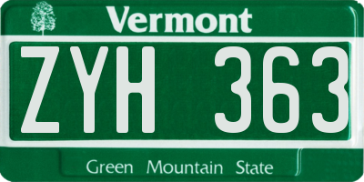 VT license plate ZYH363
