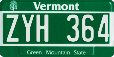 VT license plate ZYH364