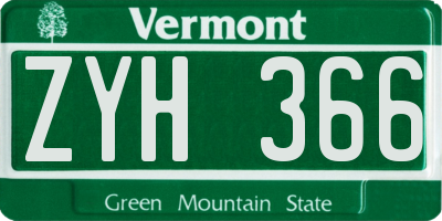 VT license plate ZYH366