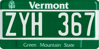 VT license plate ZYH367