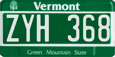 VT license plate ZYH368