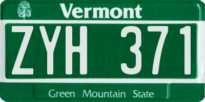VT license plate ZYH371