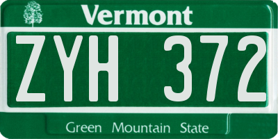 VT license plate ZYH372