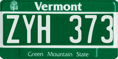 VT license plate ZYH373