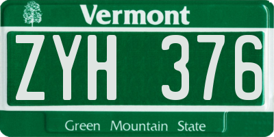 VT license plate ZYH376