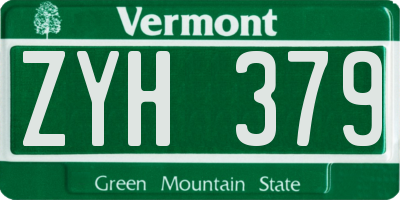 VT license plate ZYH379