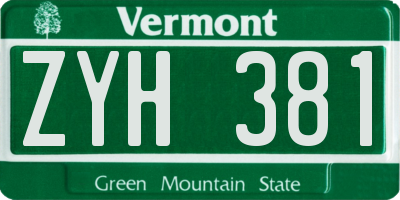 VT license plate ZYH381
