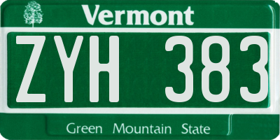VT license plate ZYH383