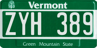 VT license plate ZYH389