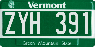 VT license plate ZYH391