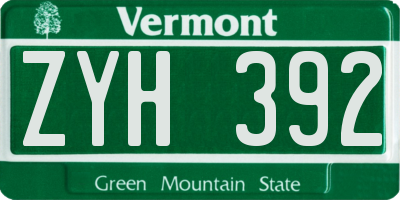 VT license plate ZYH392