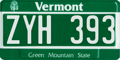 VT license plate ZYH393