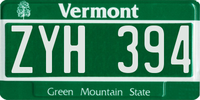 VT license plate ZYH394