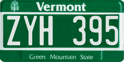 VT license plate ZYH395