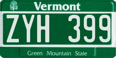 VT license plate ZYH399