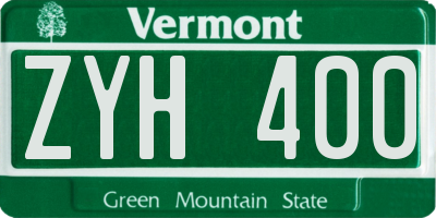 VT license plate ZYH400