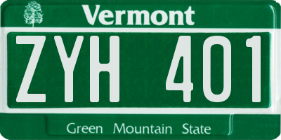 VT license plate ZYH401