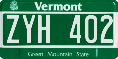 VT license plate ZYH402