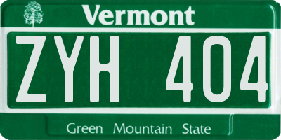 VT license plate ZYH404
