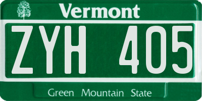 VT license plate ZYH405