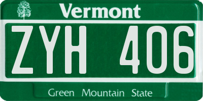 VT license plate ZYH406