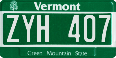 VT license plate ZYH407